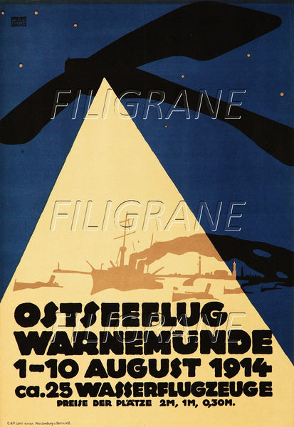 AIRLINES OSTSEEFLUG WARNEMUNDE 1914 Rwxh-POSTER/REPRODUCTION d1 AFFICHE VINTAGE