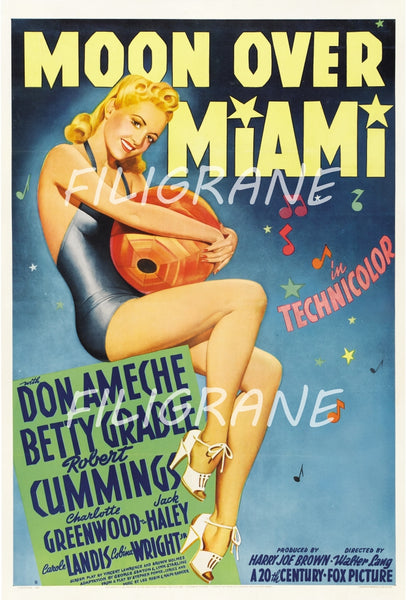 MOON OVER MIAMI FILM Rasa-POSTER/REPRODUCTION d1 AFFICHE VINTAGE