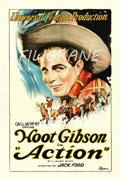 ACTION FILM HOOT GIBSON Rnyn-POSTER/REPRODUCTION d1 AFFICHE VINTAGE