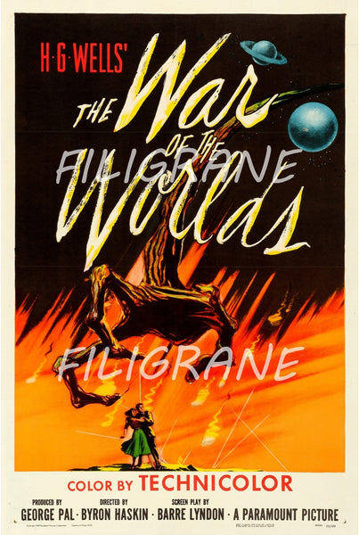 THE WAR of the WORLDS FILM Rgid-POSTER/REPRODUCTION d1 AFFICHE VINTAGE
