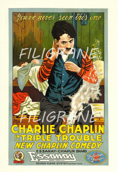 TRIPE TROUBLE FILM CHAPLIN Rvly-POSTER/REPRODUCTION d1 AFFICHE VINTAGE