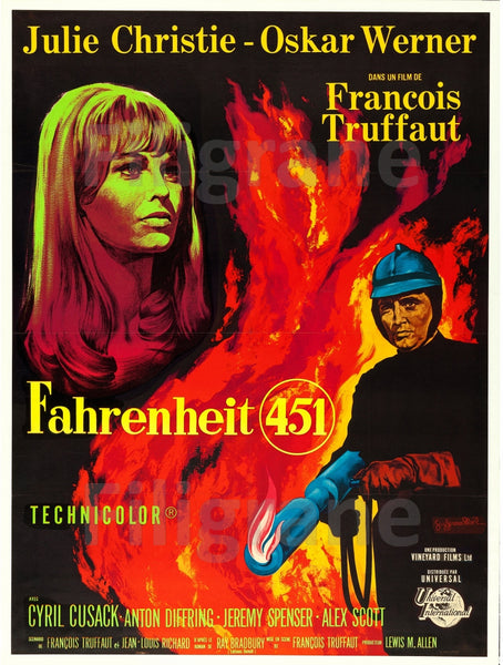 FAHRENHEIT 451 FILM Rtif-POSTER/REPRODUCTION d1 AFFICHE VINTAGE