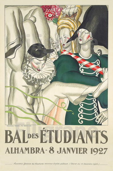 BAL éTUDIANTS 1927 Rgvd-POSTER/REPRODUCTION  d1 AFFICHE VINTAGE
