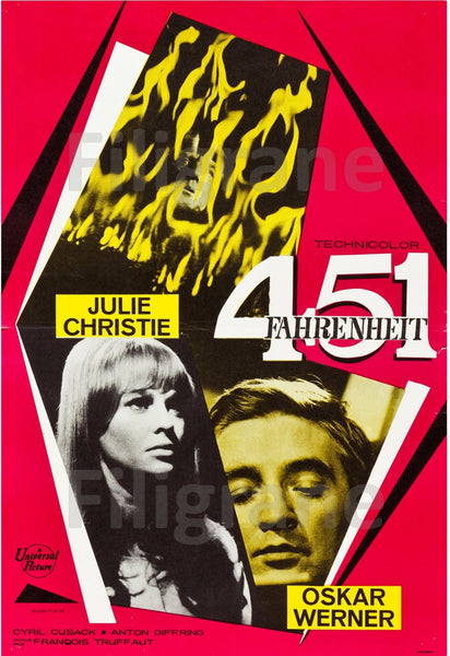 FAHRENHEIT 451 FILM Rczh-POSTER/REPRODUCTION d1 AFFICHE VINTAGE