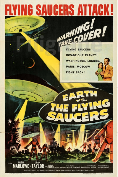 CINéMA EARTH the FLYING SAUCERS Ribi-POSTER/REPRODUCTION d1 AFFICHE VINTAGE