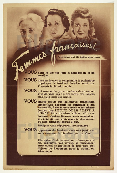 WW2 FEMMES FRANçAISES Rfhf-POSTER/REPRODUCTION  d1 AFFICHE VINTAGE