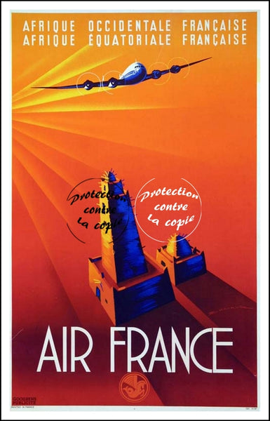AIR France © POSTER/AFFICHE 50x70cm : "FRENCH WEST AFRICA"